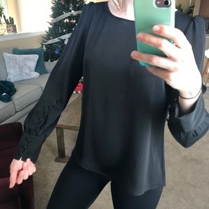 Express black button sleeve blouse size small